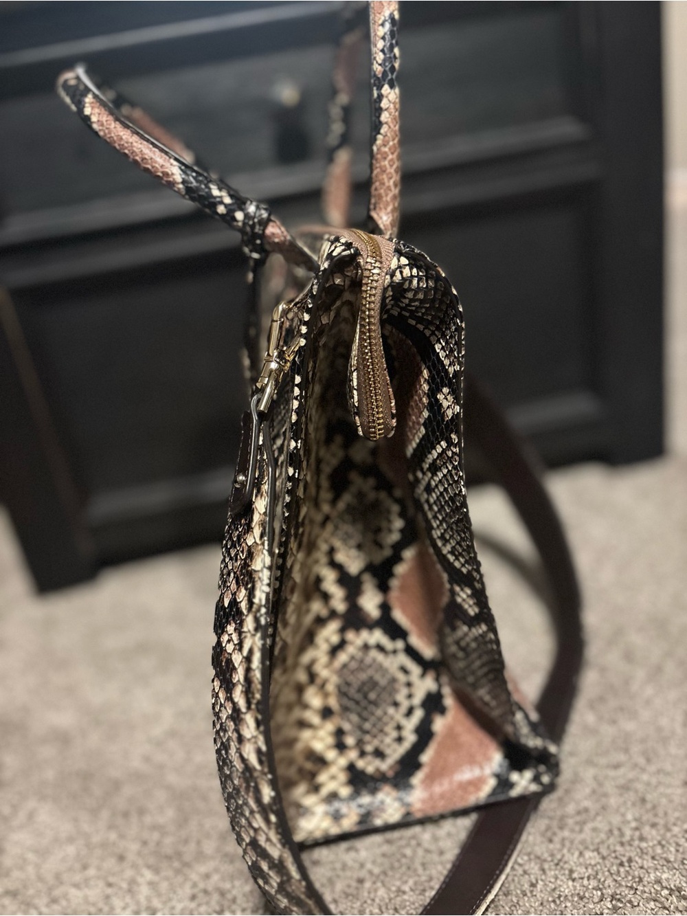 Brahmin Snake-Embossed Satchel and Wallet in Brown and Black - Picture 13 of 16